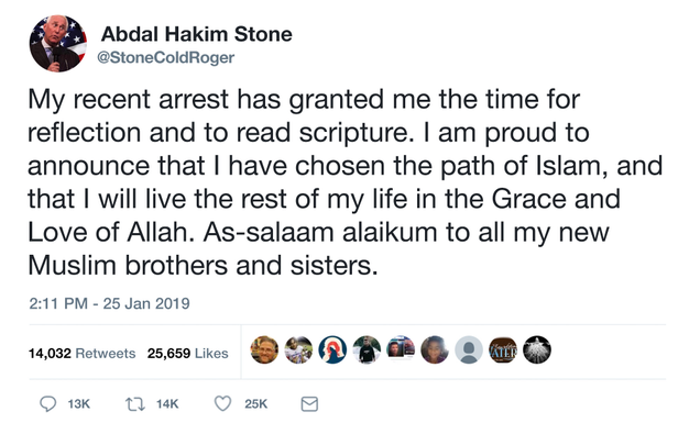 Illustration for article titled That Was Fast: Roger Stone Has Already Had A Religious Awakening And Converted To Islam In Prison